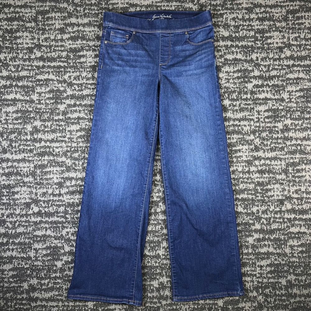 Gloria Vanderbilt Wide Leg Jeans Womens 6 Blue Pull On Slimming DGVB4787-OWW